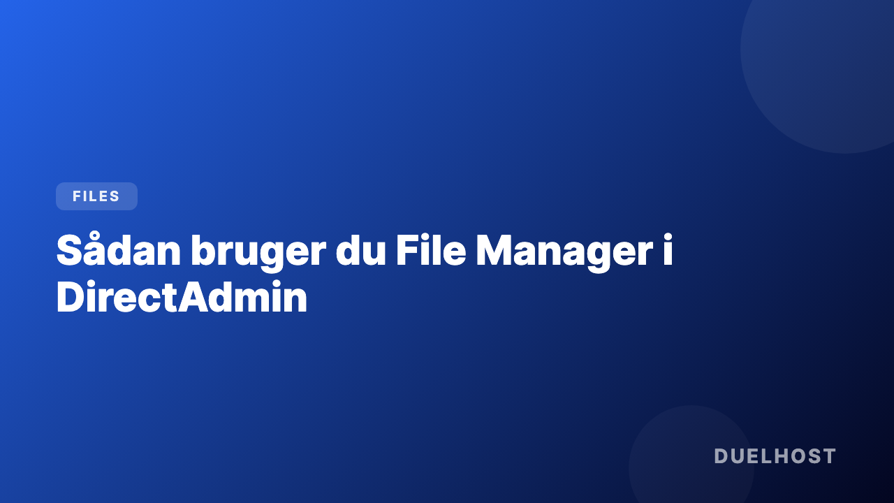 Sådan bruger du File Manager i DirectAdmin