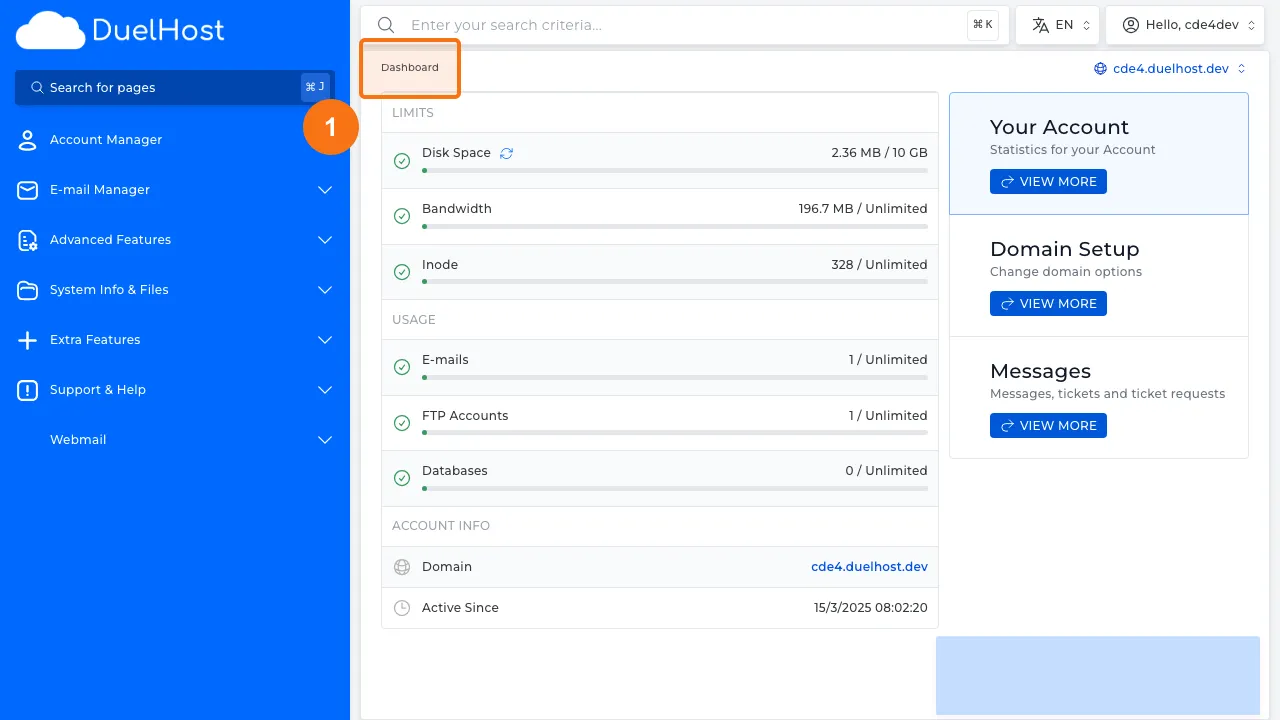Trin 1: Log ind i DirectAdmin