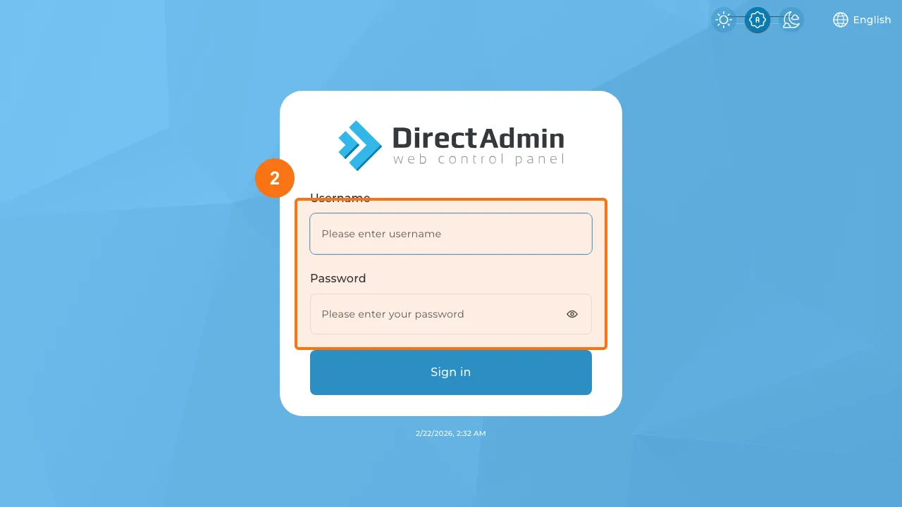 Trin 2: Indtast brugernavn og adgangskode