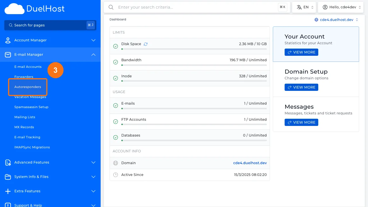 Trin 3: Klik på "Autoresponders" for at se automatiske svar