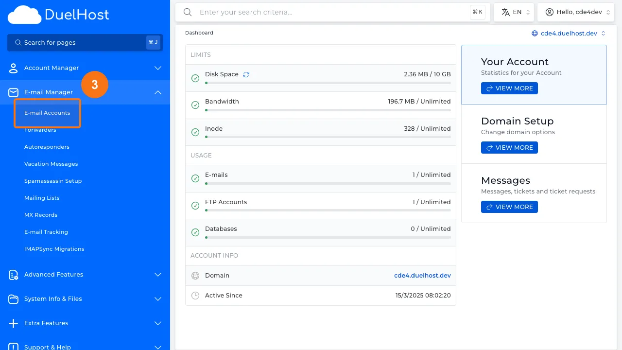 Trin 3: Klik på "E-mail Accounts"