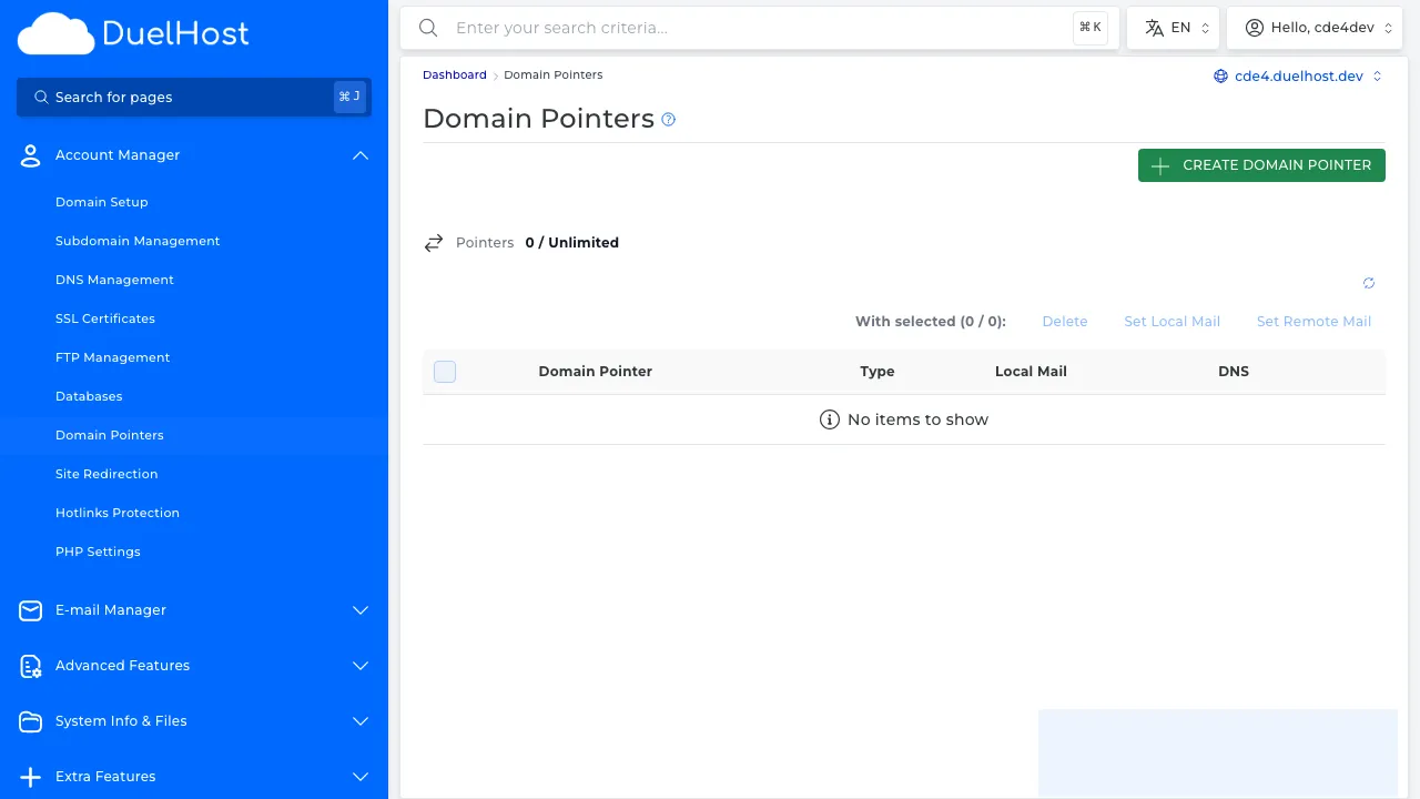 Trin 4: Se domain pointer-oversigten