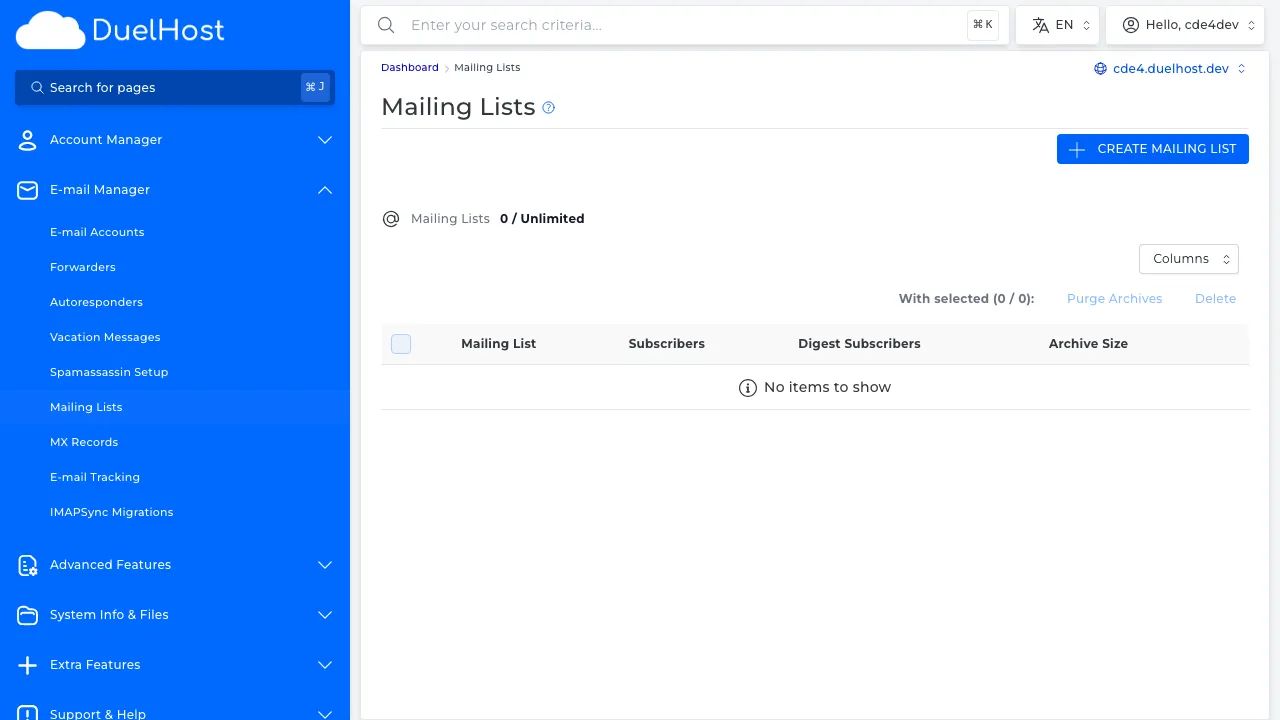 Trin 4: Se mailingliste-oversigten