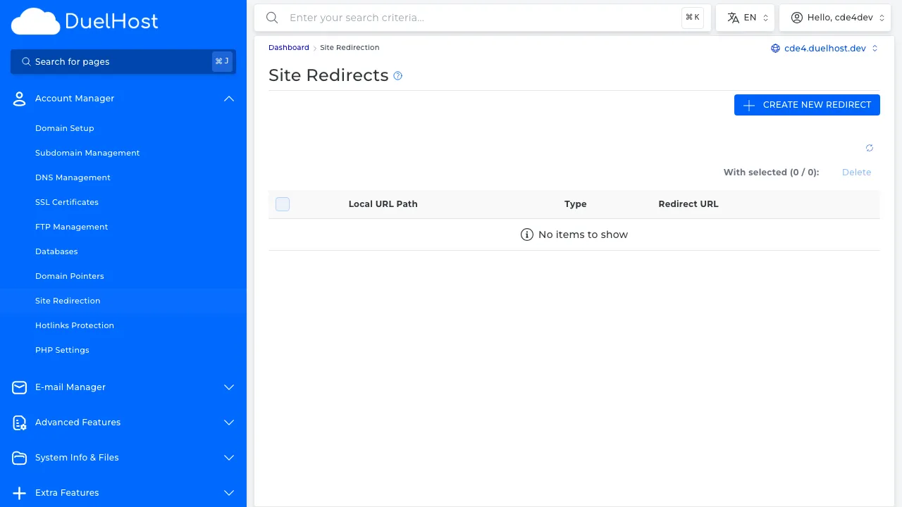 Trin 4: Se omdirigeringsindstillinger