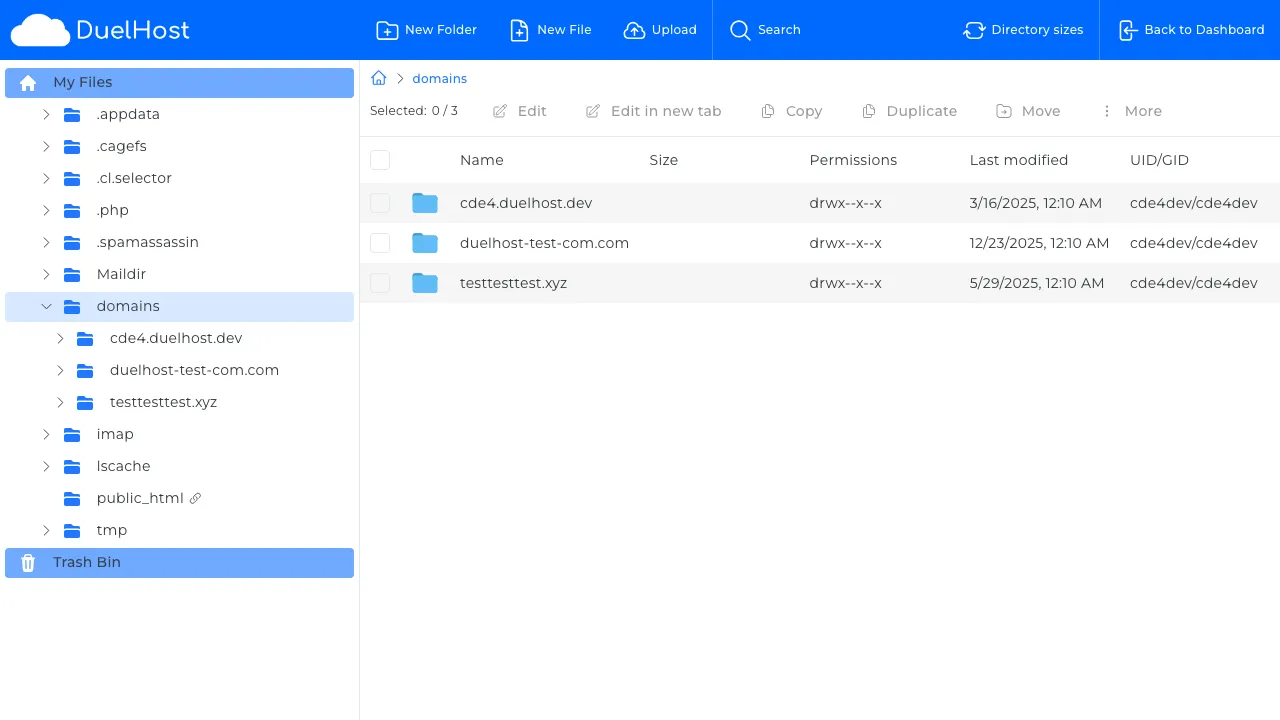 Trin 6: Se indholdet af domains/-mappen med dine domænemapper