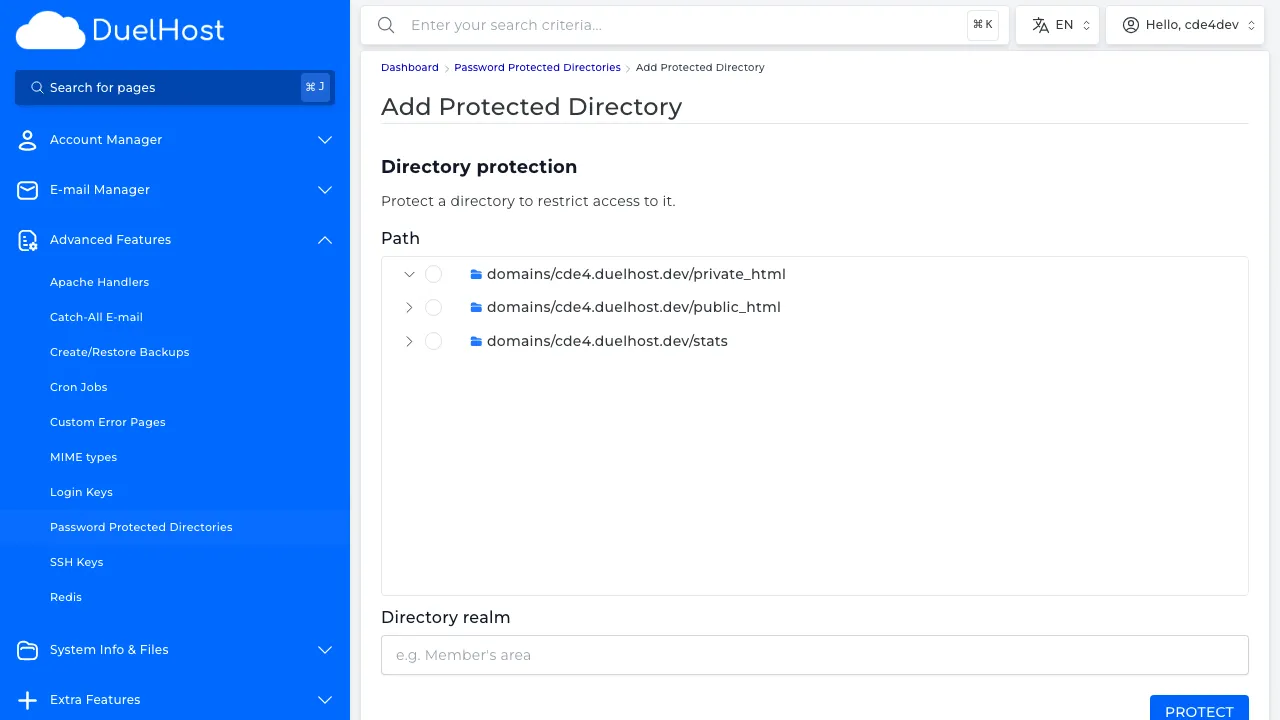Trin 6: Se formularen — vælg mappe, opret brugernavn og adgangskode, klik derefter for at gemme